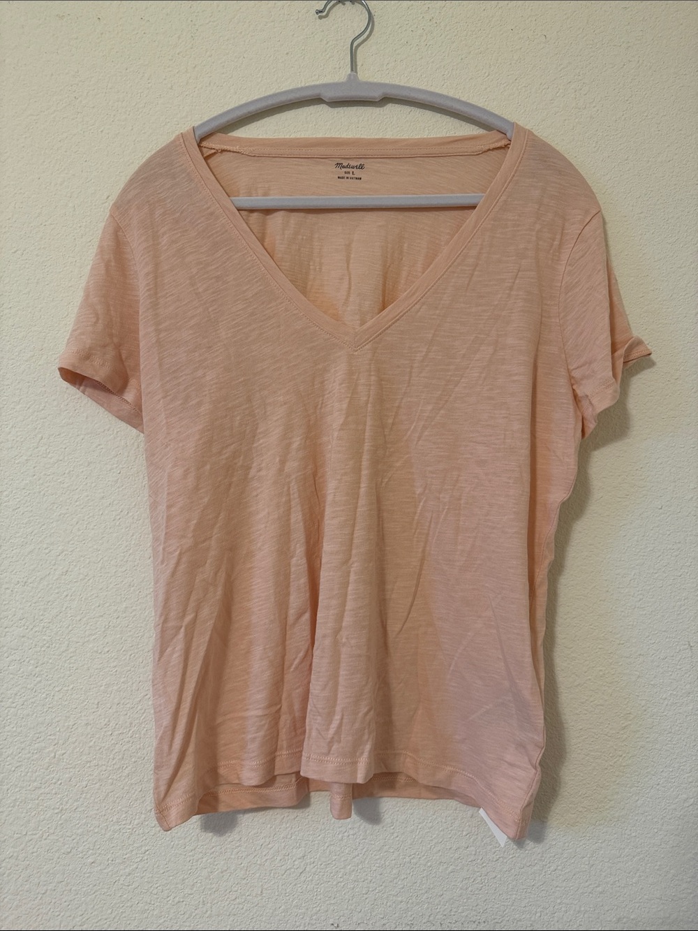 Madewell size large pink short sleeve v-neck pocket t-shirt NWT